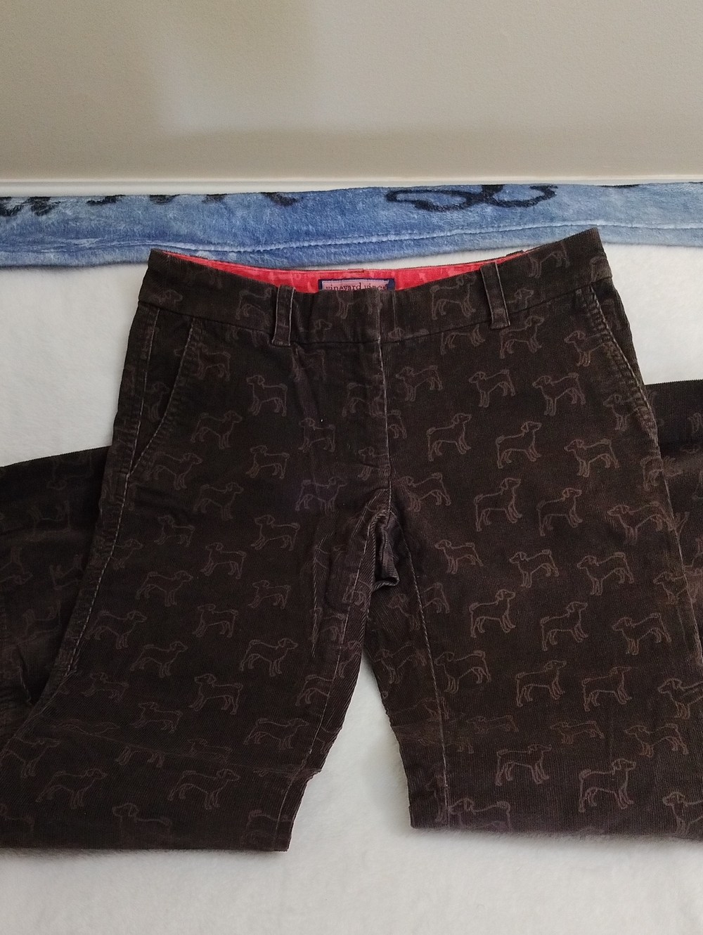 Vineyard Vines Corduroy Pants Dogs All Over Women's 0 Read